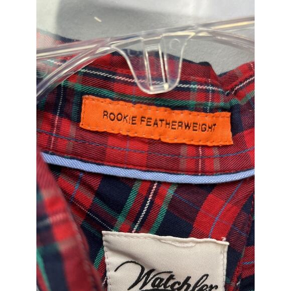 WATCHLER Shirt Mens medium Plaid Premium Goods button front Casual - Picture 4 of 4